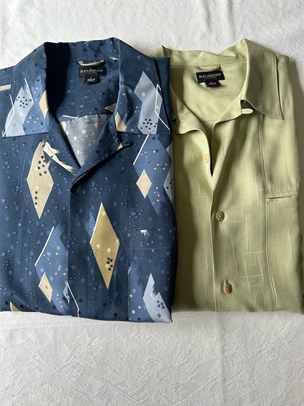 2 Men’s  Reunion Silk Button Down Shirts Size L